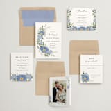 "Botanical Swag" - Wedding Invitations in Periwinkle by Susan Moyal - Invitation Suite