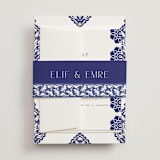 "Topkapi" - Wedding Invitations in Cobalt by Nazia Hyder - Assembled with Belly Band