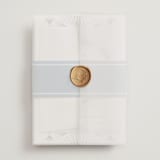 "AKARI" - Wedding Invitations in Wave by Melanie Kosuge - Assembled with Vellum Wrap and Wax Seal