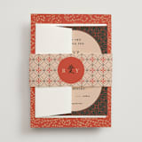 "Japanese Fabric" - Wedding Invitations in Persimmon by Becky Nimoy - Assembled with Belly Band