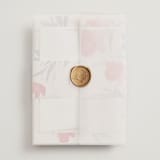 "Orient Garden" - Wedding Invitations in Saffron by Vera Lim - Assembled with Vellum Wrap and Wax Seal