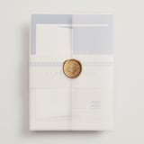 "two toned" - Wedding Invitations in Marseille Bleu by Deborah Chou - Assembled with Vellum Wrap and Wax Seal