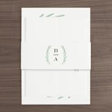 "Painted Leaves" - Wedding Invitations in Evergreen by Olivia Raufman - Assembled