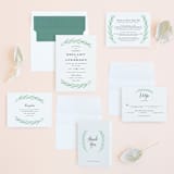 "Painted Leaves" - Wedding Invitations in Evergreen by Olivia Raufman - Invitation Suite