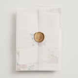 "Boho Chic" - Wedding Invitations in Moonstone by Cass Loh - Assembled with Vellum Wrap and Wax Seal