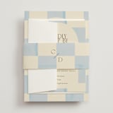 "Checker Wash" - Wedding Invitations in Ivory by Baumbirdy - Assembled with Belly Band