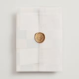 "Checker Wash" - Wedding Invitations in Ivory by Baumbirdy - Assembled with Vellum Wrap and Wax Seal