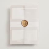 "Luna" - Wedding Invitations in Latte by Blustery August - Vellum Wrap with Wax Seal