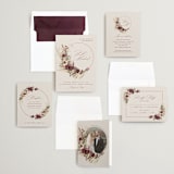 "Dried Floral Wreath" - Wedding Invitations in Cabernet by Erin Deegan - Invitation Suite