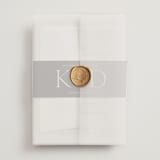 "Modern Monogram" - Wedding Invitations in Ecru by Erica Krystek - Assembled with Vellum Wrap and Wax Seal