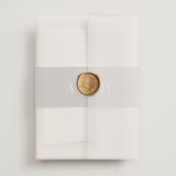 "Anson" - Wedding Invitations in Latte by Kristie Kern - Vellum Wrap with Wax Seal