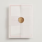 "Racquet" - Wedding Invitations in Verona Sunset by Megan Davis - Assembled with Vellum Wrap and Wax Seal