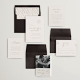 "Emblem" - Wedding Invitations in Champagne by Everett Paper Goods - Invitation Suite