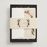 "Elegant Leaves" - Wedding Invitations in Slate by GeekInk Design - Assembled with Belly Band