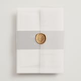 "Upper East" - Wedding Invitations in Charcoal by Megan Davis - Assembled with Vellum Wrap and Wax Seal