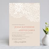 "White Lace" - Wedding Invitations in Coral Rose by Lauren Chism - Front