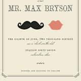 "Stache + Kiss" - Wedding Invitations in Creme by Penelope Poppy - Close-Up