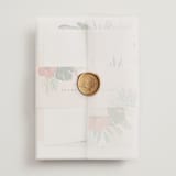 "Tropical Oasis" - Wedding Invitations in Coral by Joanna Griffin - Assembled with Vellum Wrap and Wax Seal