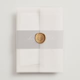 "Love Story" - Wedding Invitations in Mocha by Jennifer Postorino - Assembled with Vellum Wrap and Wax Seal