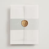 "Love Story" - Wedding Invitations in Eucalyptus by Jennifer Postorino - Assembled with Vellum Wrap and Wax Seal