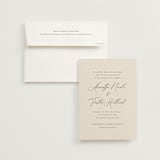 "Love Story" - Wedding Invitations in Mocha by Jennifer Postorino - Invitation with Envelope