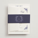 "Blooming Crest" - Wedding Invitations in Plum by Cass Loh - Assembled with Belly Band