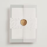 "Branchlet" - Wedding Invitations in Hunter by Sarah Brown - Assembled with Vellum Wrap and Wax Seal