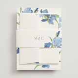 "Irises" - Wedding Invitations in Lake by Everett Paper Goods - Assembled with Belly Band