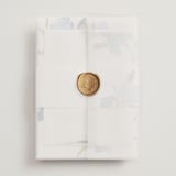 "Irises" - Wedding Invitations in Lake by Everett Paper Goods - Vellum Wrap with Wax Seal