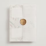 "Chinoiserie" - Wedding Invitations in Rosarium by Sumak Studio - Vellum Wrap with Wax Seal