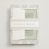 "Lace Trim" - Wedding Invitations in Sage by Kristen Smith - Assembled with Belly Band