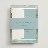 "Reflections" - Wedding Invitations in Lake by Lindsay Megahed - Assembled with Belly Band