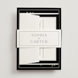 "Botanical Love" - Wedding Invitations in Black Tie by Susan Moyal - Assembled with Belly Band