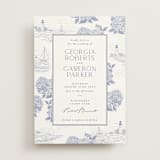 "Coastal Toile" - Wedding Invitations in Periwinkle by Jenna Holcomb - Front