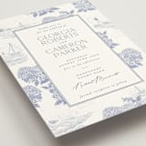 "Coastal Toile" - Wedding Invitations in Periwinkle by Jenna Holcomb - Detail