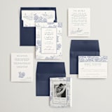 "Coastal Toile" - Wedding Invitations in Periwinkle by Jenna Holcomb - Invitation Suite
