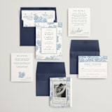 "Coastal Toile" - Wedding Invitations in Sea by Jenna Holcomb - Invitation Suite