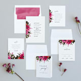 "Peeking Florals" - Wedding Invitations in Fuchsia by Lori Wemple - Invitation Suite