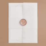 "Capsule" - Wedding Invitations in Stone by Everett Paper Goods - Assembled with Vellum Wrap and Wax Seal