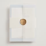 "Sienna" - Wedding Invitations in Skyblue by Ellen Schlegelmilch - Assembled with Vellum Wrap and Wax Seal