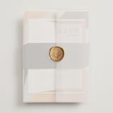 "Canyon Wall" - Wedding Invitations in Sunset by Robin Ott - Assembled with Vellum Wrap and Wax Seal
