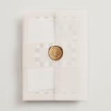 "Boardwalk" - Wedding Invitations in Peach by Baumbirdy - Assembled with Vellum Wrap and Wax Seal