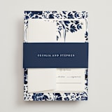 "brushstrokes in bloom" - Wedding Invitations in Indigo by Angela Marzuki - Assembled with Belly Band