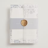 "brushstrokes in bloom" - Wedding Invitations in Indigo by Angela Marzuki - Assembled with Vellum Wrap and Wax Seal