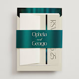 "Spectrum" - Wedding Invitations in Teal by Heather Schertzer - Assembled with Belly Band