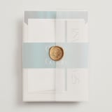 "Spectrum" - Wedding Invitations in Teal by Heather Schertzer - Assembled with Vellum Wrap and Wax Seal