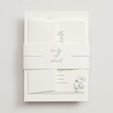 "Sketched Florals" - Wedding Invitations in Storm by Baumbirdy - Assembled with Belly Band