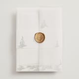 "On the Slopes" - Wedding Invitations in Fog by Mere Paper - Assembled with Vellum Wrap and Wax Seal