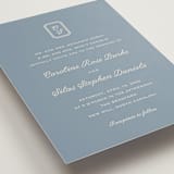 "Bevel Monogram" - Wedding Invitations in French Blue by Carolyn MacLaren - Detail
