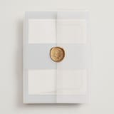 "Bevel Monogram" - Wedding Invitations in French Blue by Carolyn MacLaren - Assembled with Vellum Wrap and Wax Seal